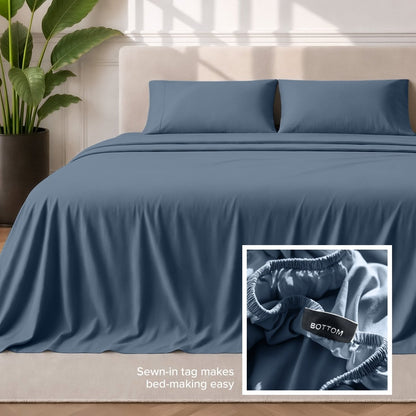 Sewn-in tag makes bed-making easy