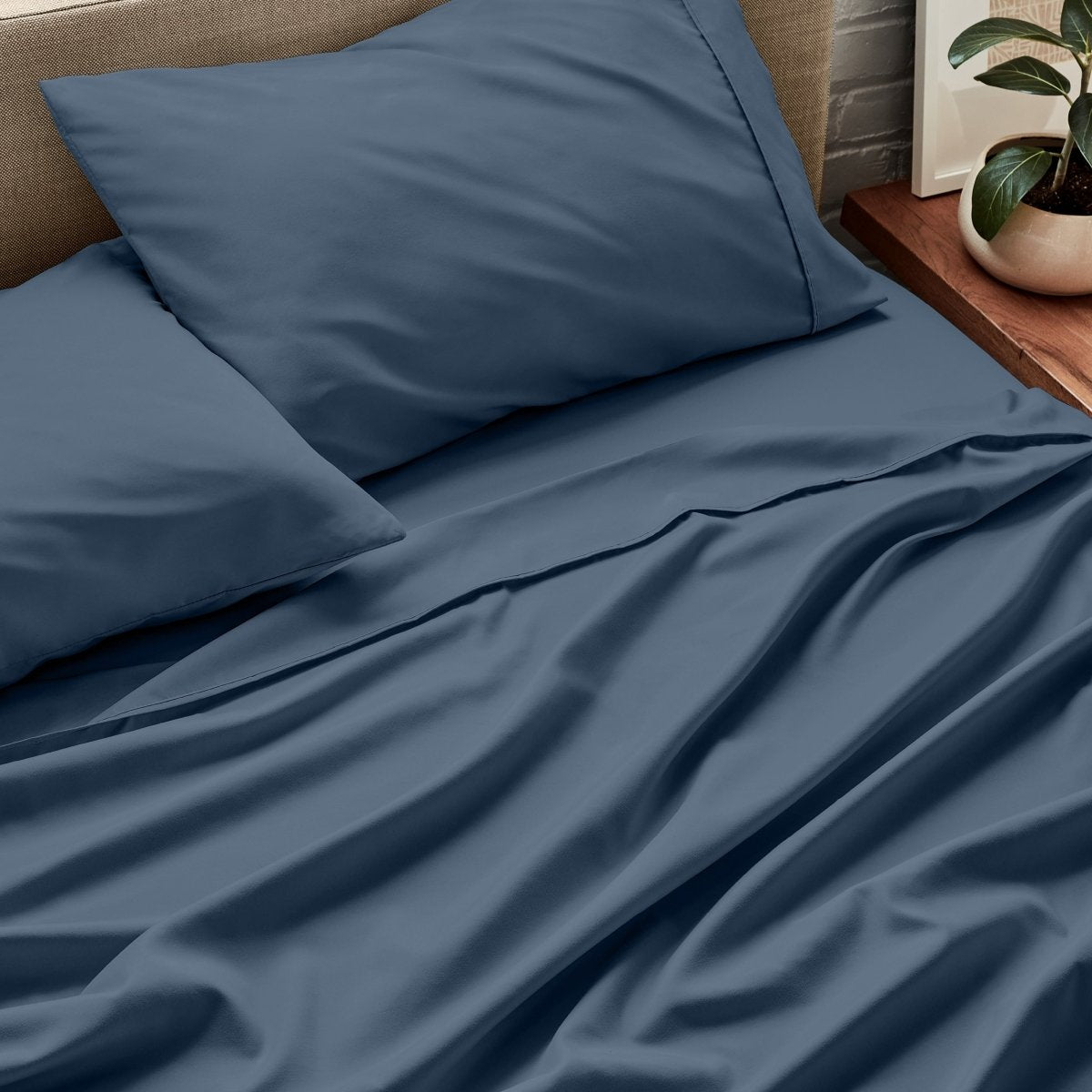 Close up of ultra-soft sheets on a bed