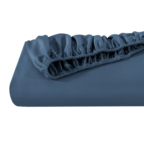 Organic sateen fitted sheet folded