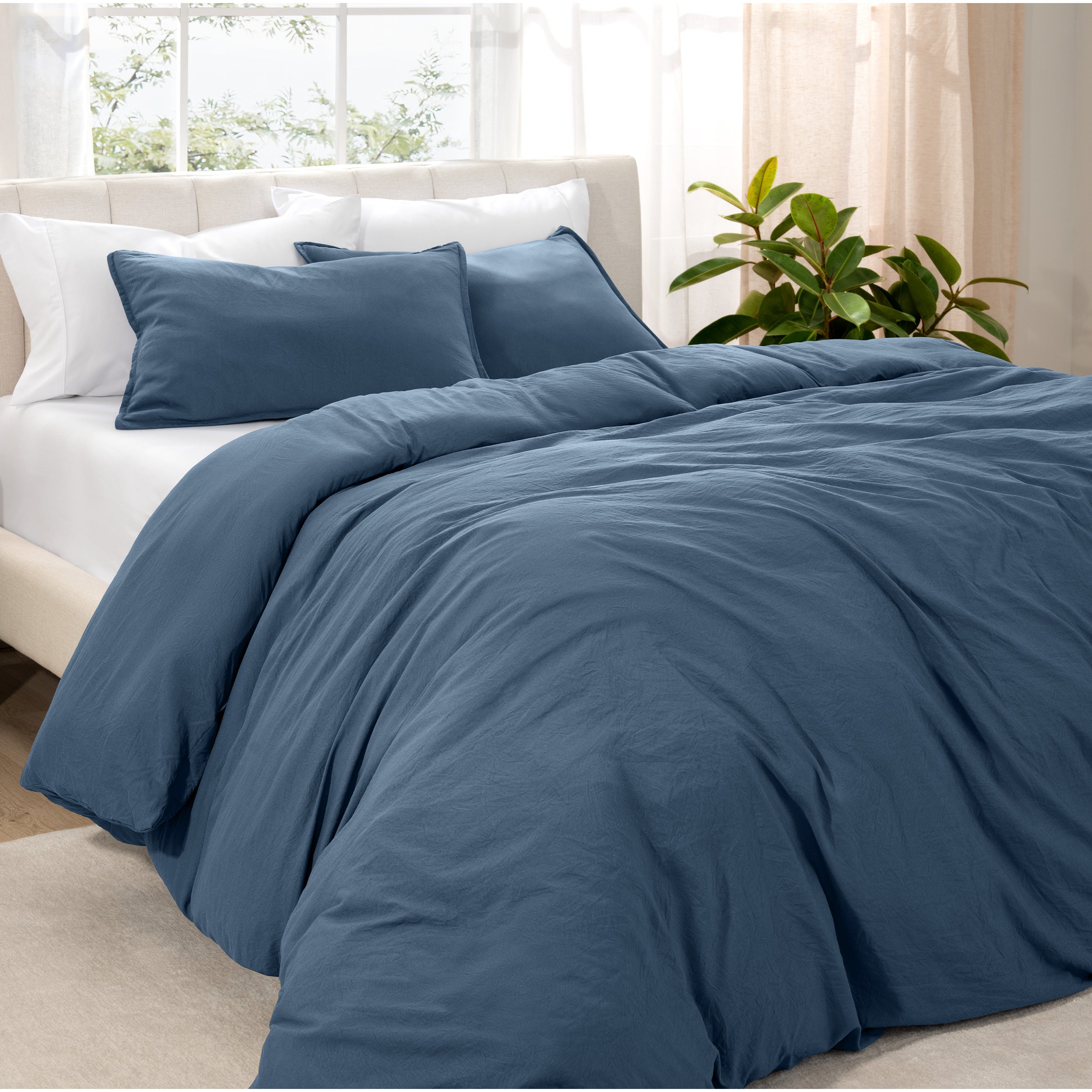 Washed duvet cover set on a bed