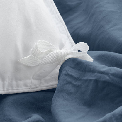 Close-up of a corner tie for a duvet cover