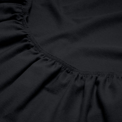 Close-up of a flannel fitted sheet with gathered elastic