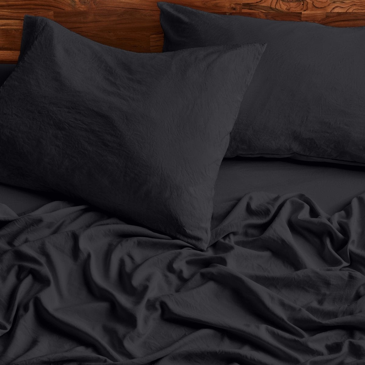 Close up of sheets and pillowcases on a bed