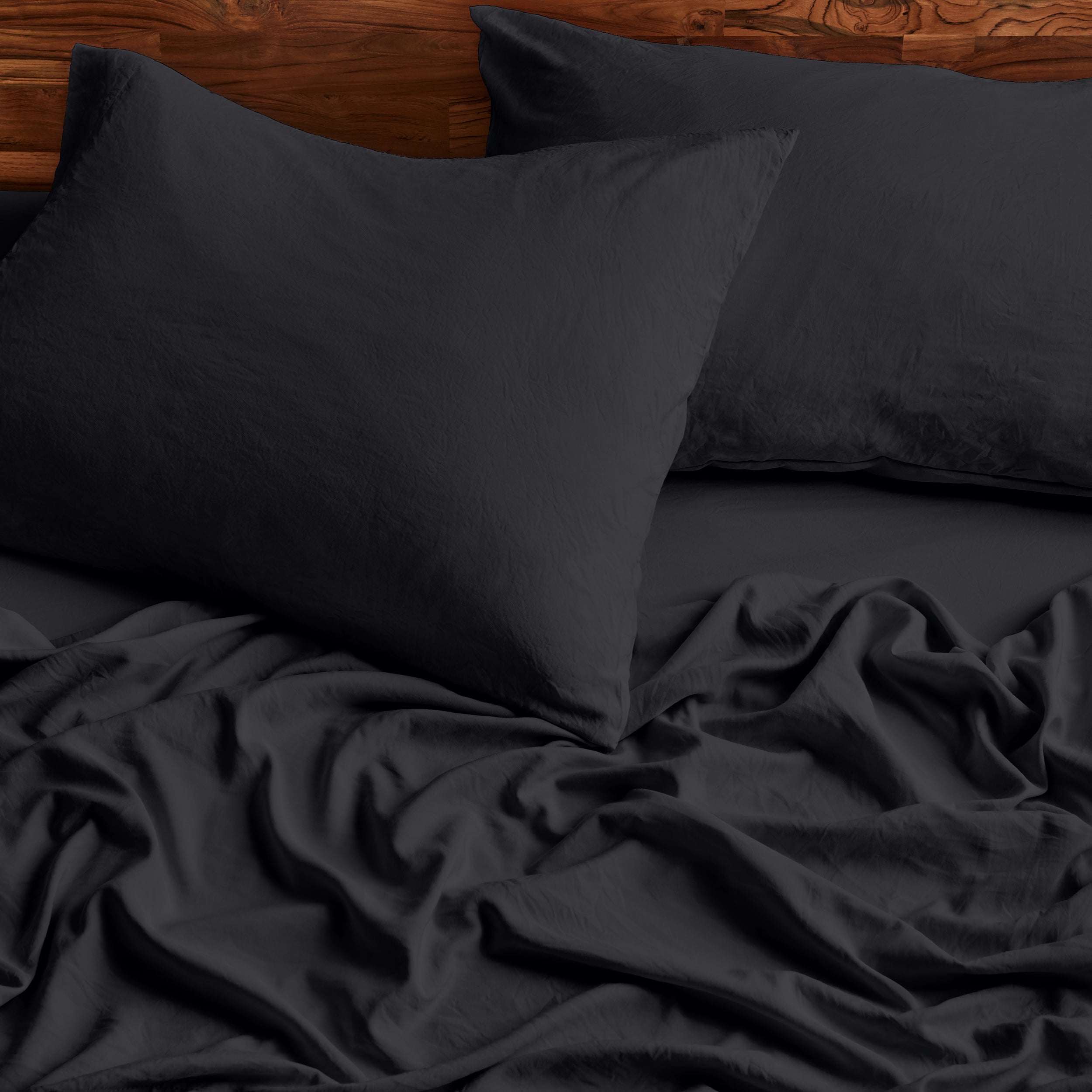 Close-up of sheets and pillowcases on a bed