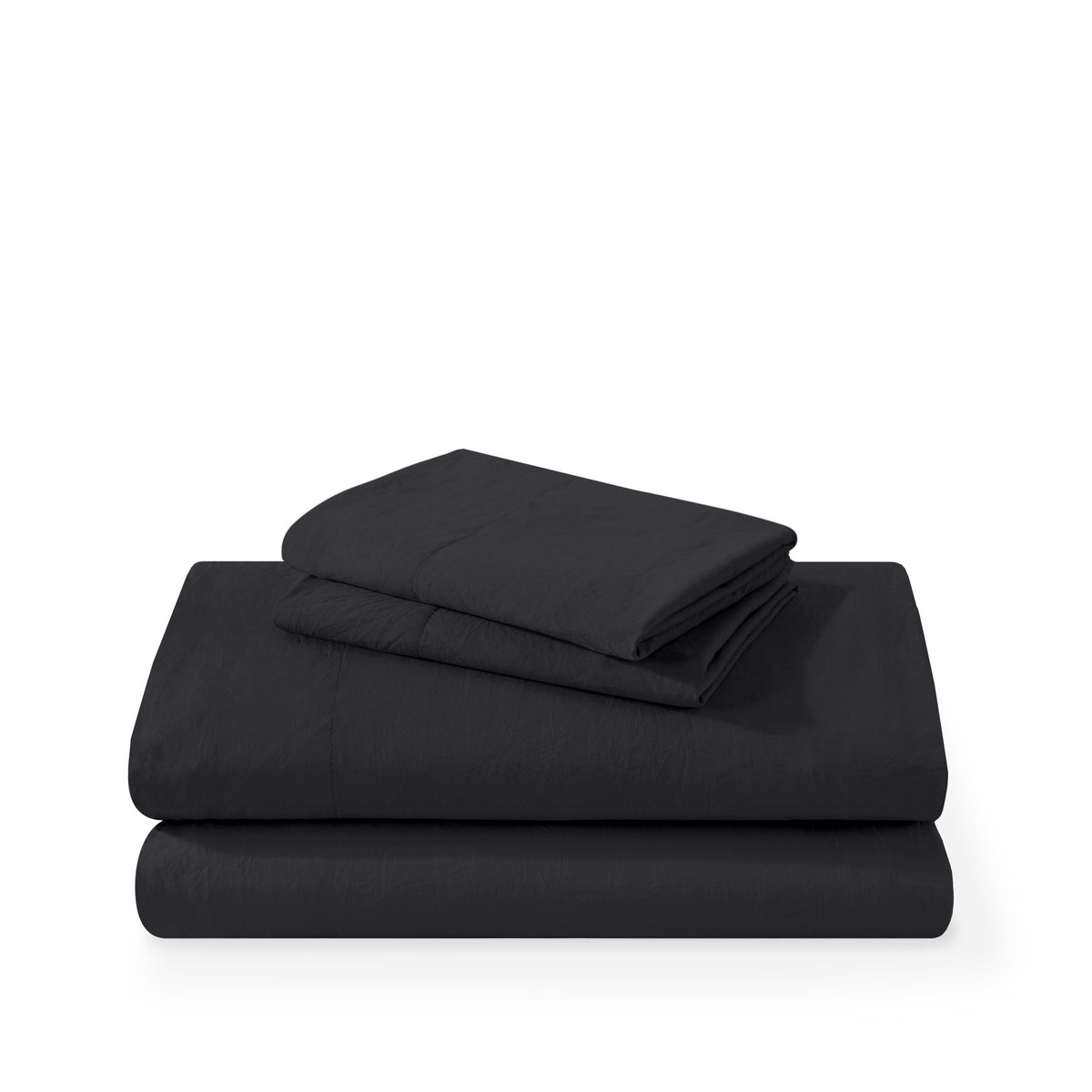 Washed sheet set folded and stacked