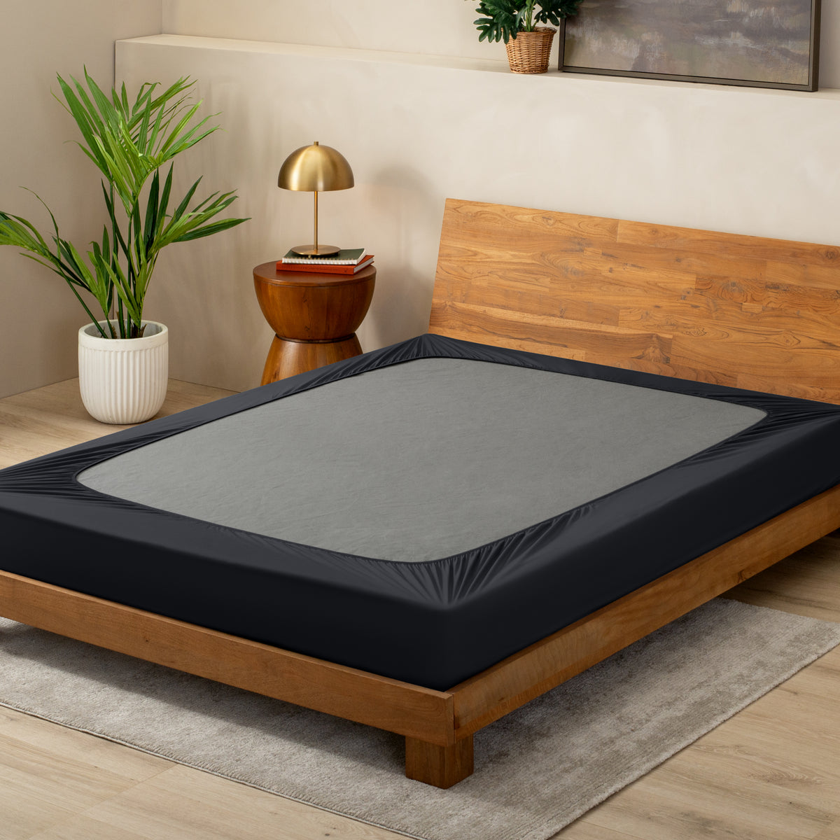 Black box spring cover on a box spring