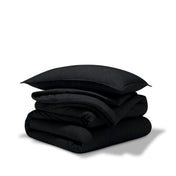 Comforter set stacked on a white background