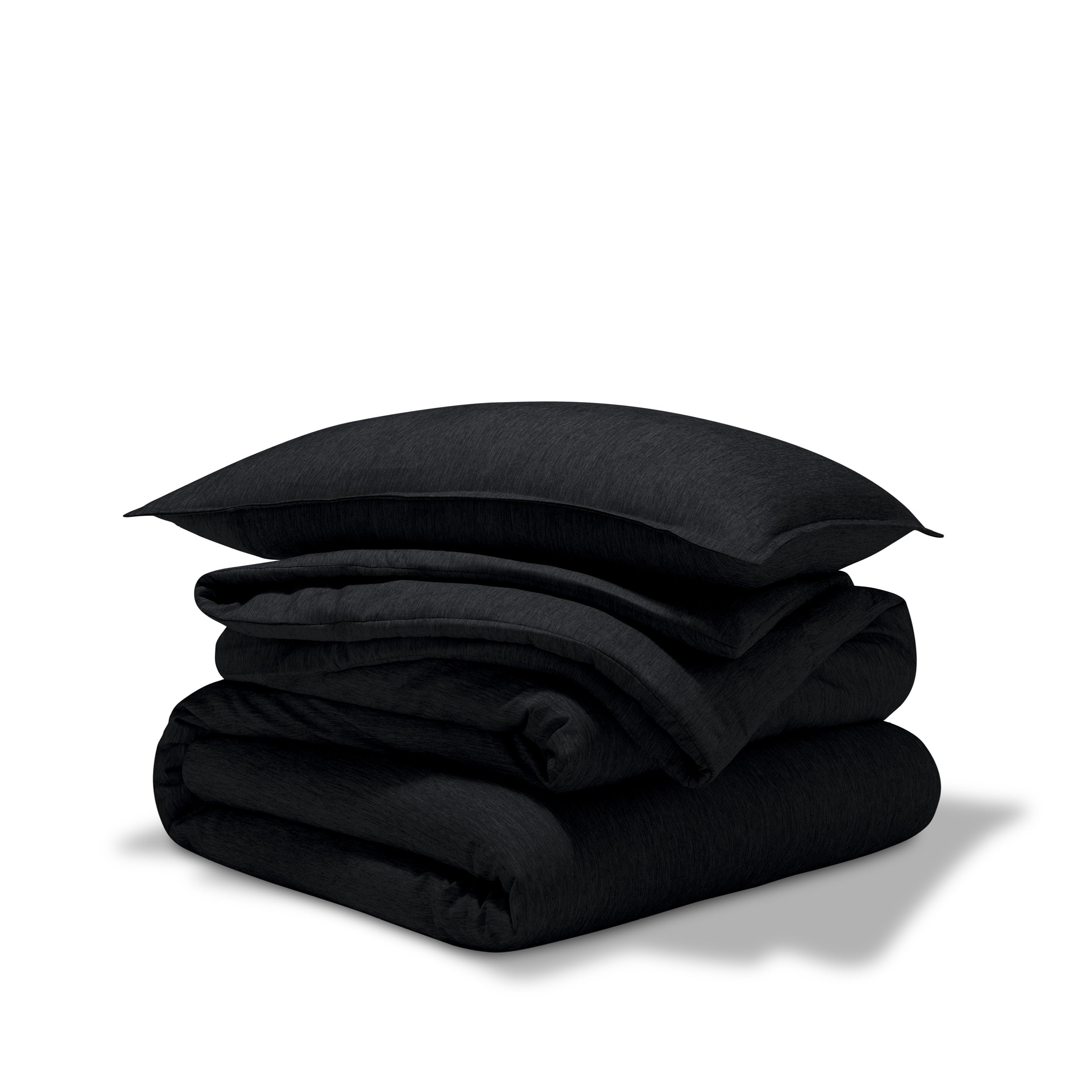 Comforter set stacked on a white background