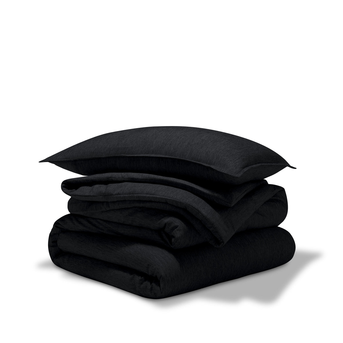Comforter set stacked on a white background
