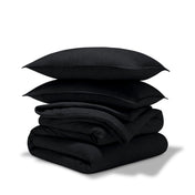 Comforter set stacked on a white background