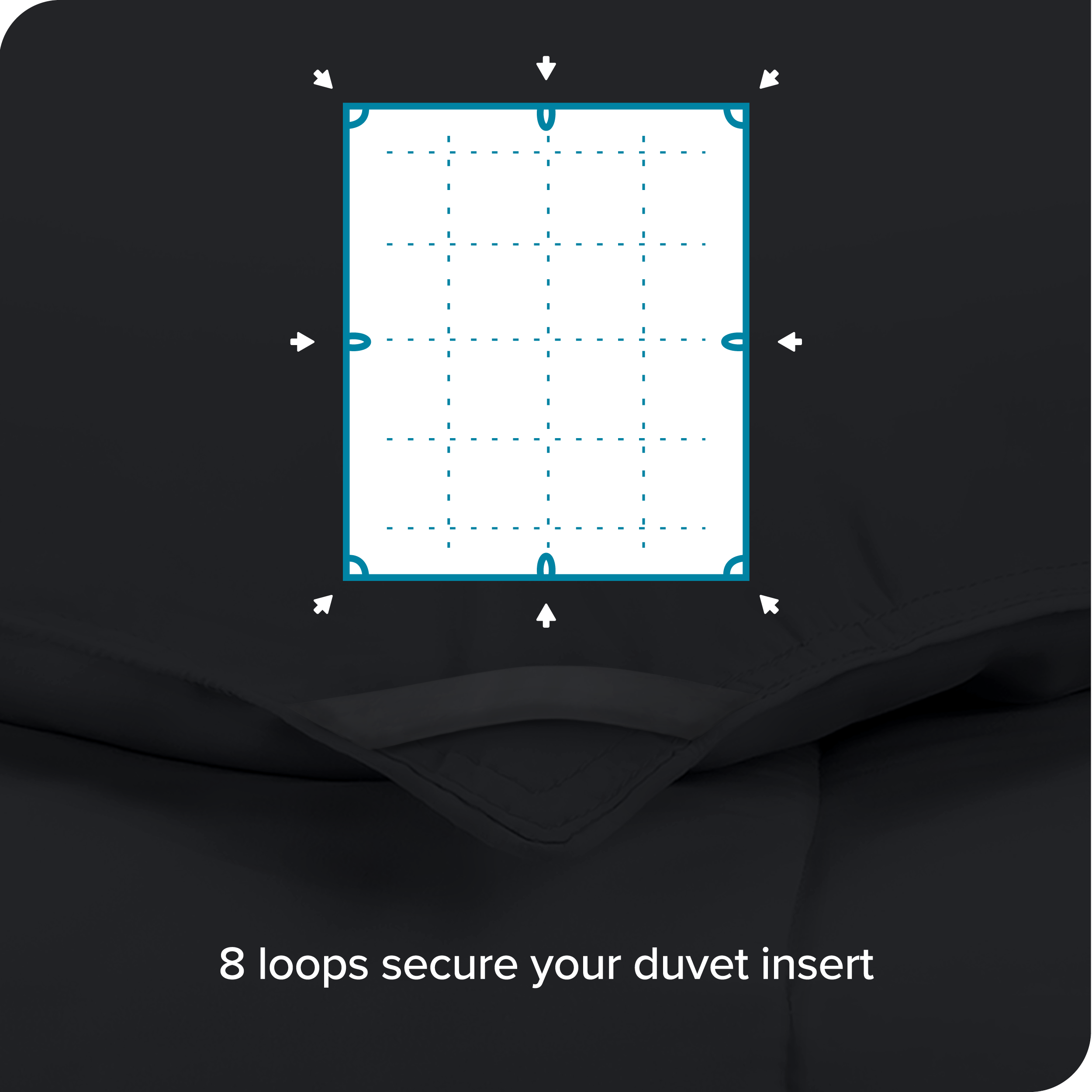 Diagram which shows the loops on the duvet insert