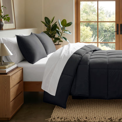 Microfiber comforter set on a bed