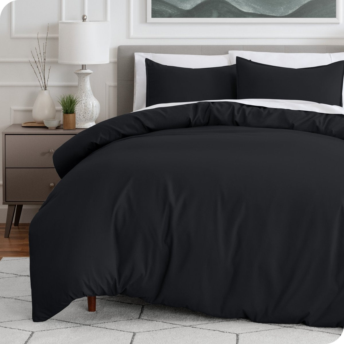 Microfiber duvet set on a bed