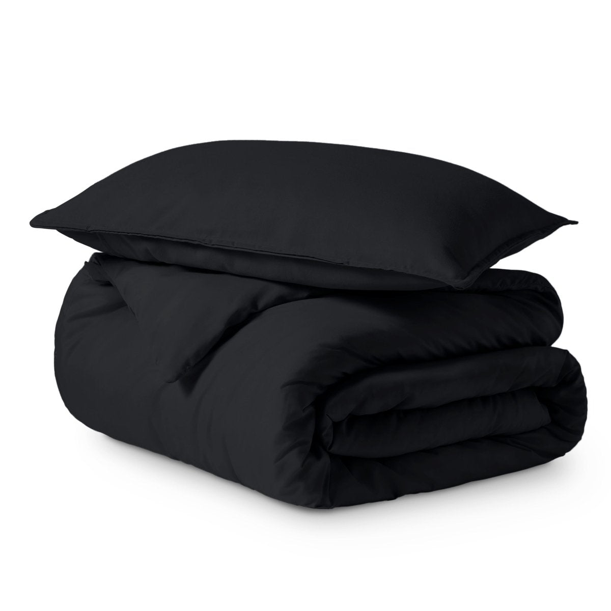 Solid color duvet set folded and stacked
