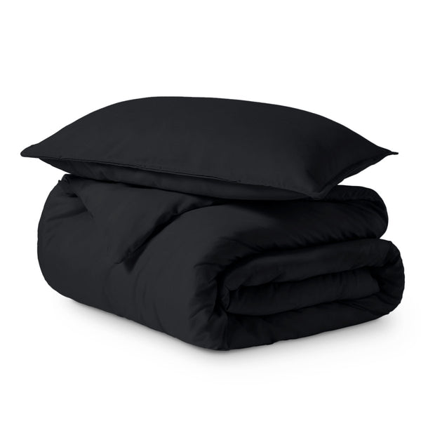 Solid color duvet set folded and stacked