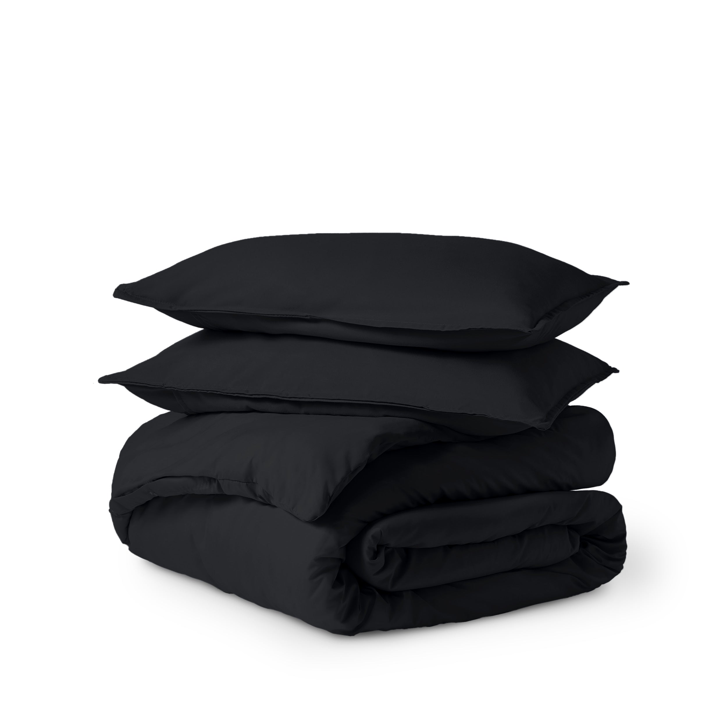 Solid color duvet set folded and stacked