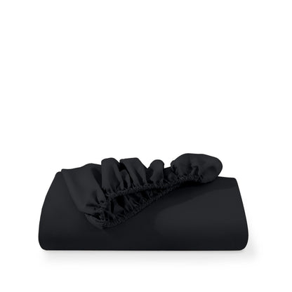 Black fitted sheet on a white background