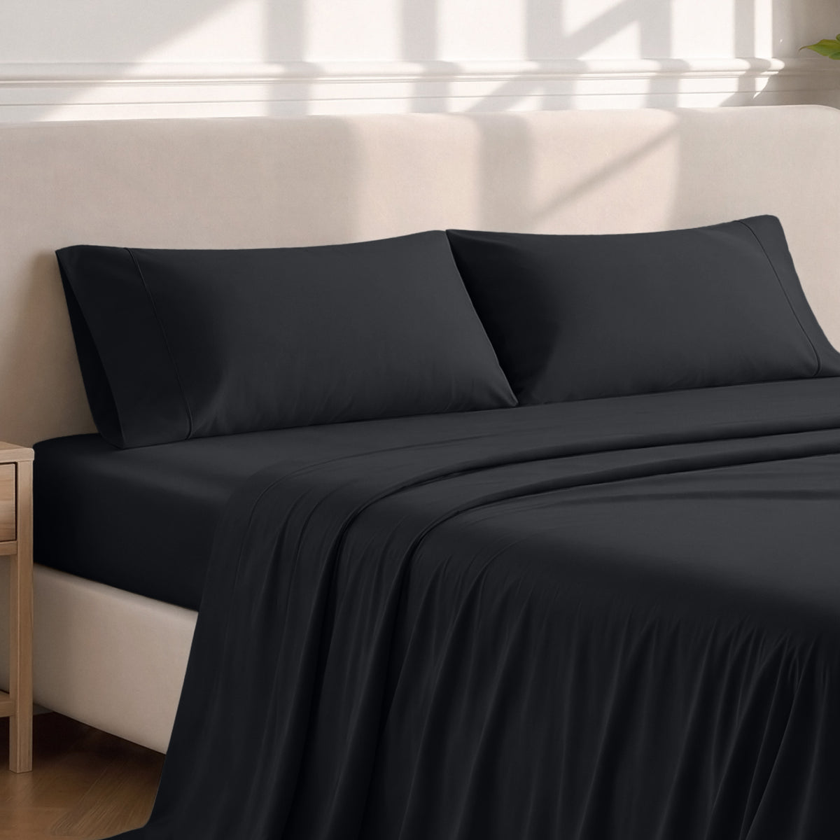 Matching sheets and pillowcases on a bed