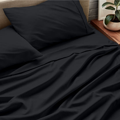 Close-up of sheets and pillowcases on a bed