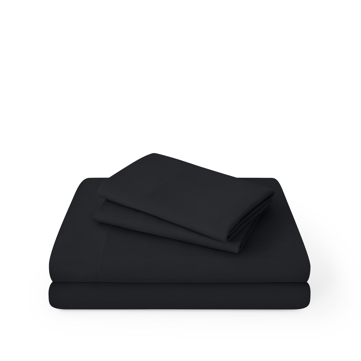 Microfiber sheet set folded and stacked on a white background
