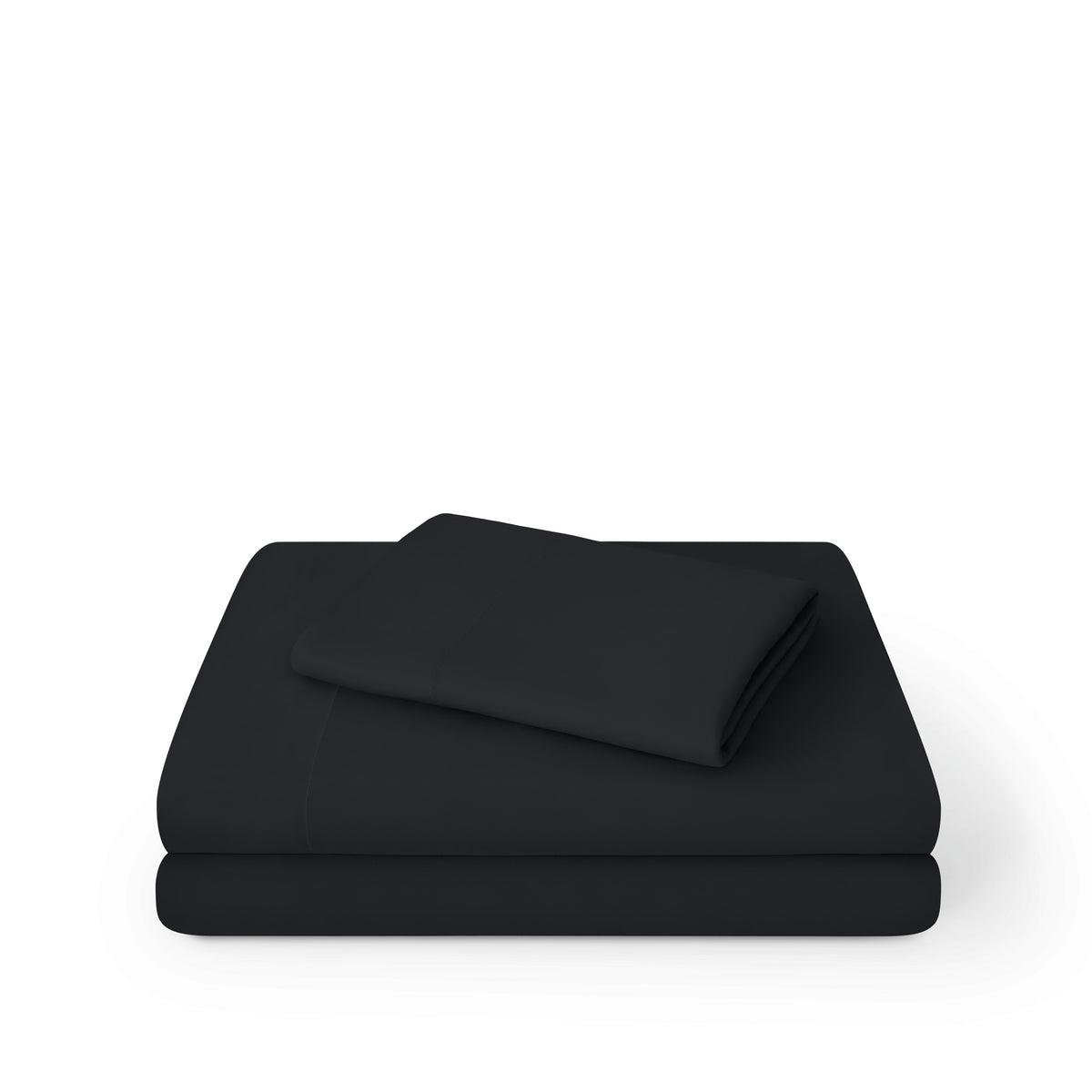 Microfiber sheet set folded and stacked on a white background