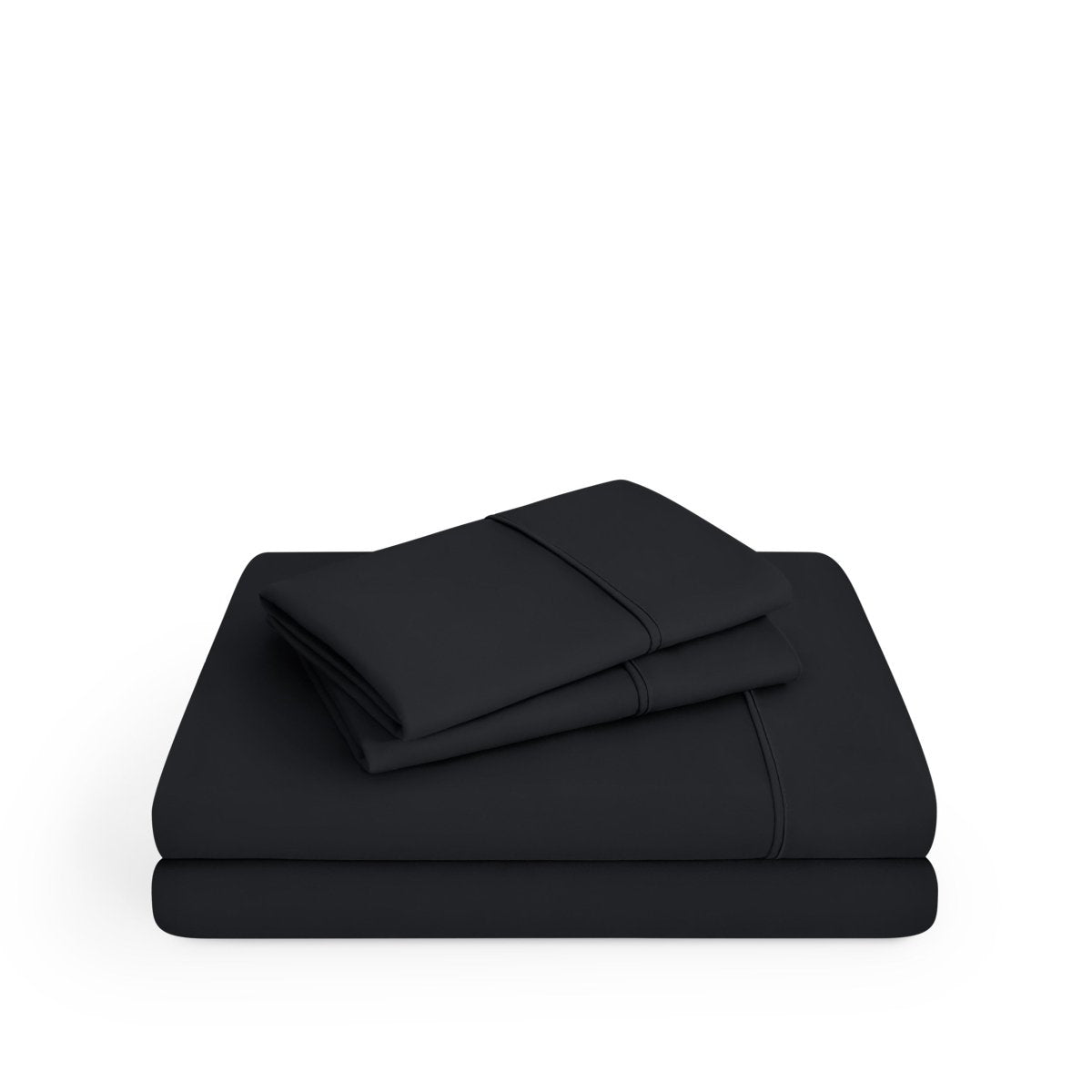 Microfiber sheet set folded and stacked