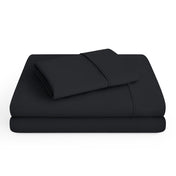 Microfiber sheet set folded and stacked neatly