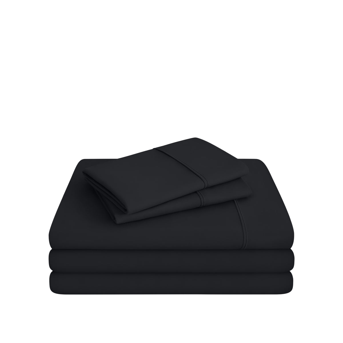 Microfiber sheet set folded and stacked