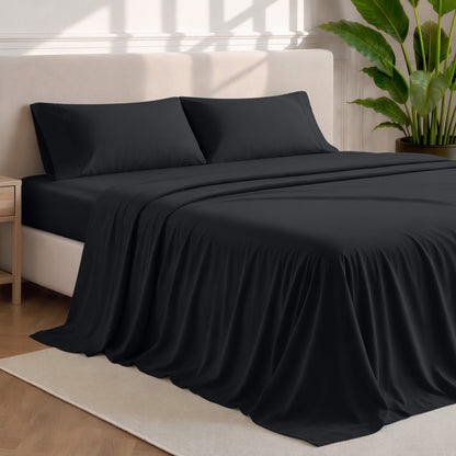 Microfiber sheets and pillowcases in a bedroom stetting