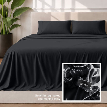 Sewn-in tag makes bed-making easy