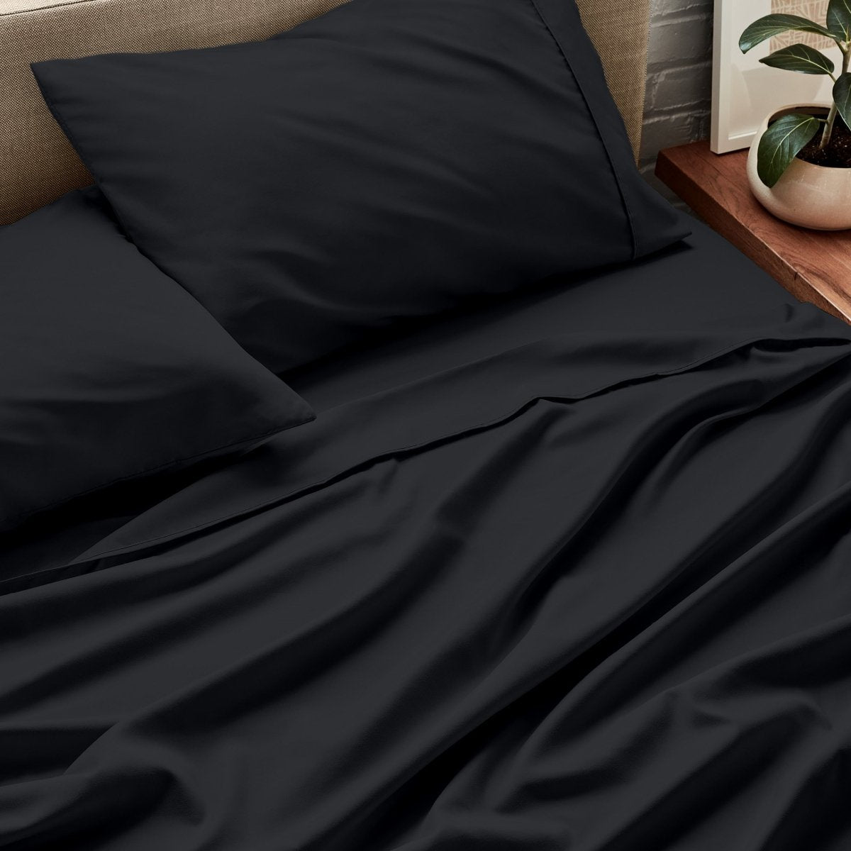 Close up of ultra-soft sheets on a bed