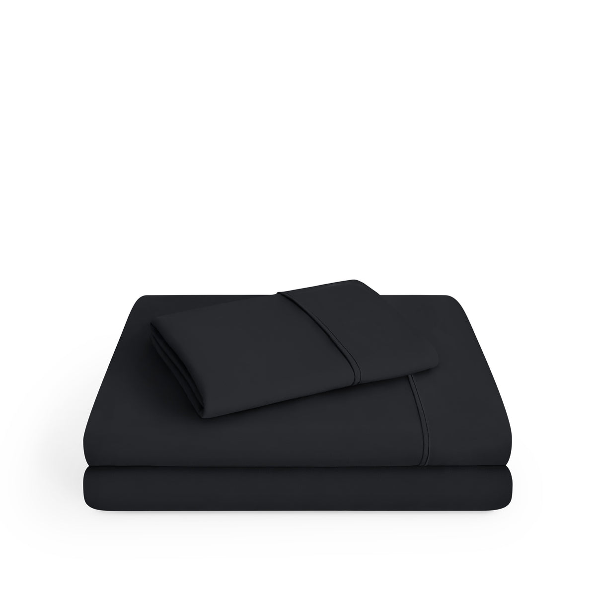 Microfiber sheet set folded and stacked