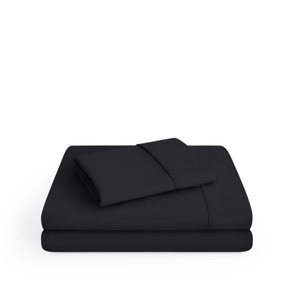 Microfiber sheet set folded and stacked