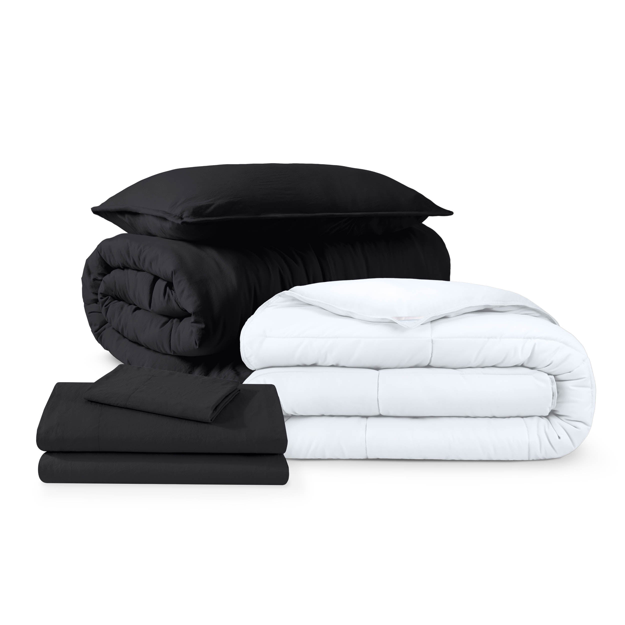Washed bedding bundle folded and stacked