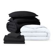 Washed bedding bundle folded and stacked