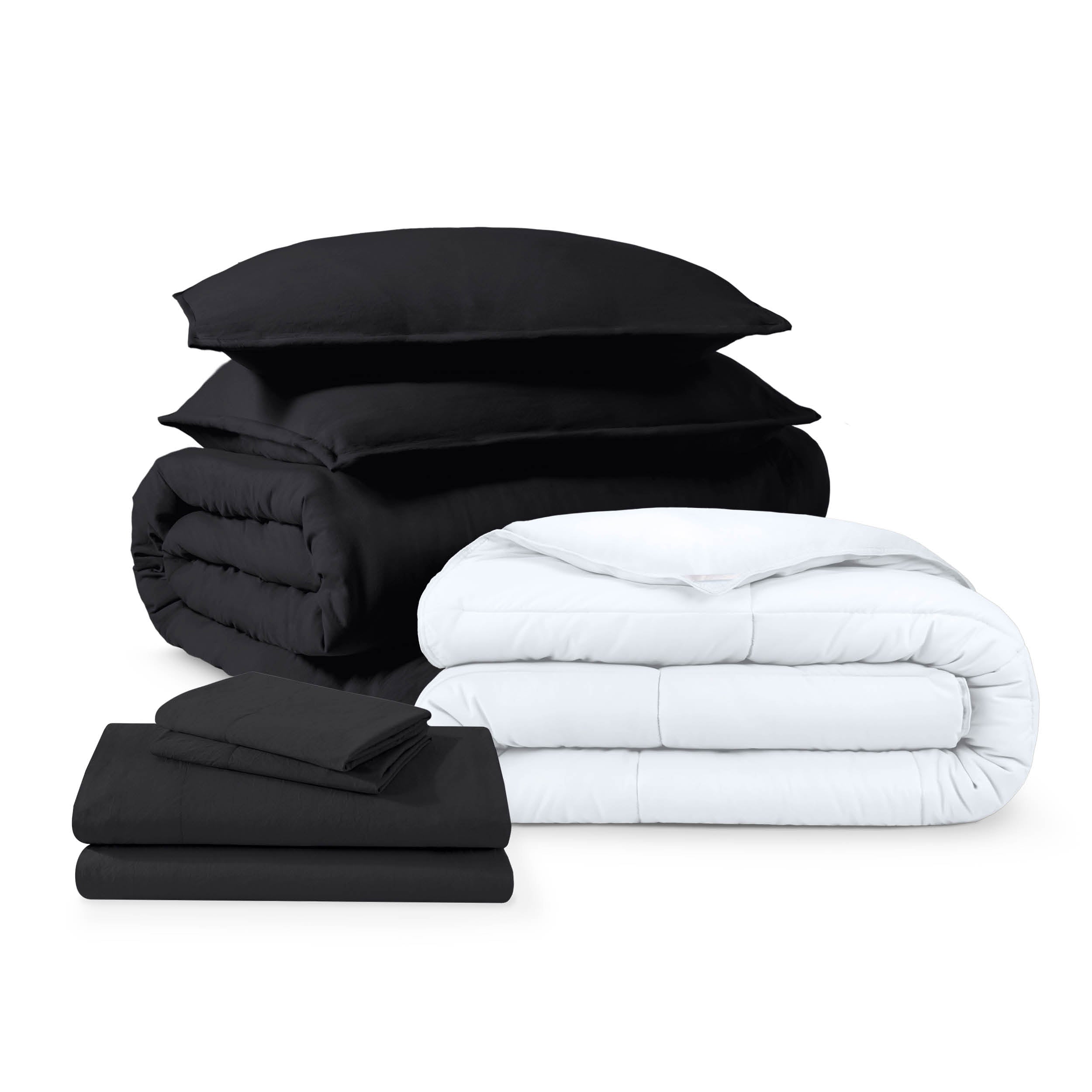 Washed bedding bundle folded and stacked