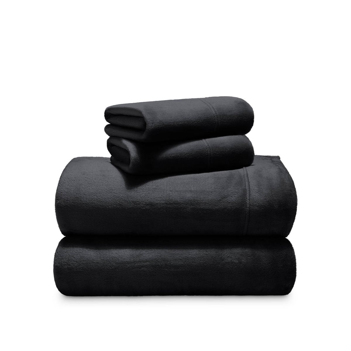 Stack of microplush sheets on a white background