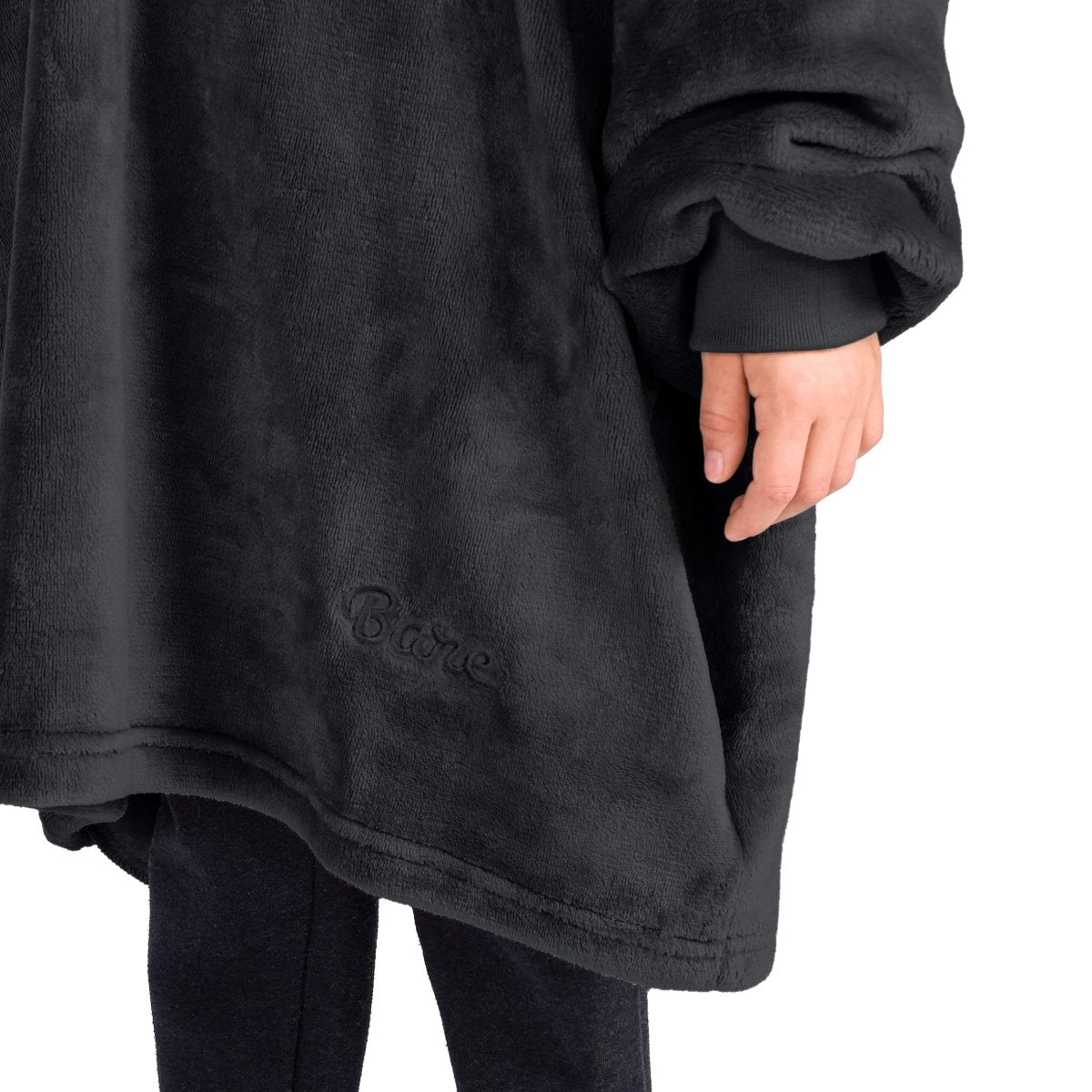 Close up of the side pocket on the wearable blanket