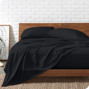 A bed made with organic jersey sheets