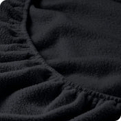 Close up of the elastic portion of a fleece fitted sheet