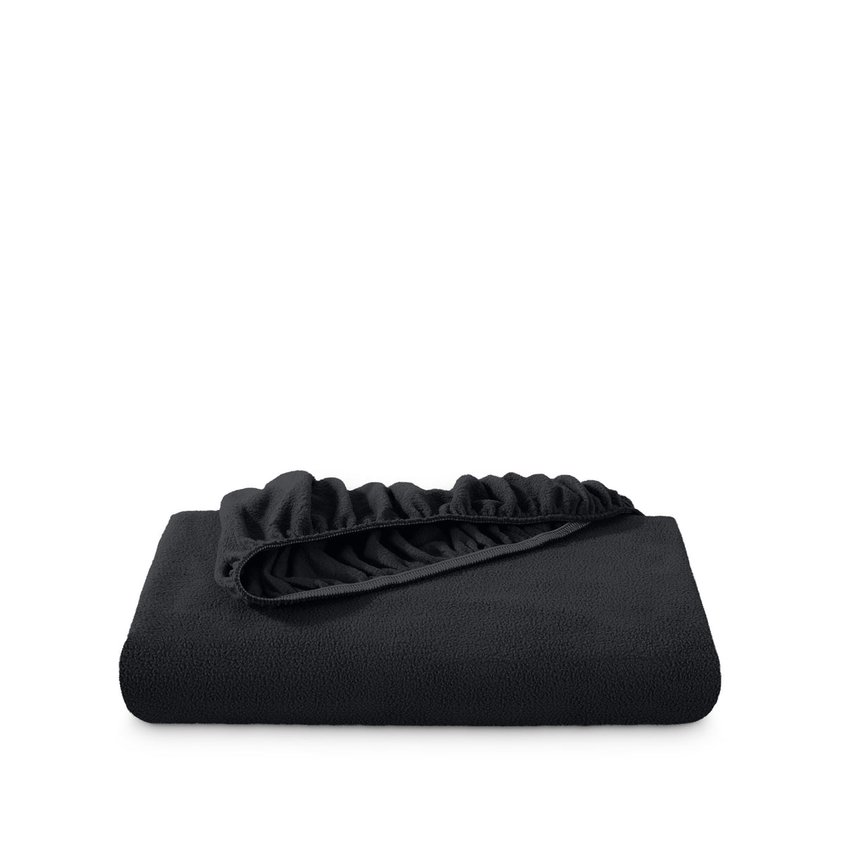 Polar fleece fitted sheet folded on a white background