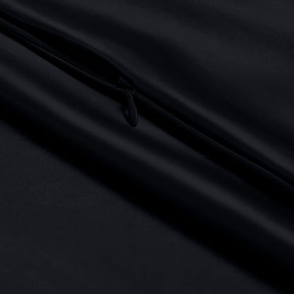 Close-up of poly satin pillowcase with a zipper