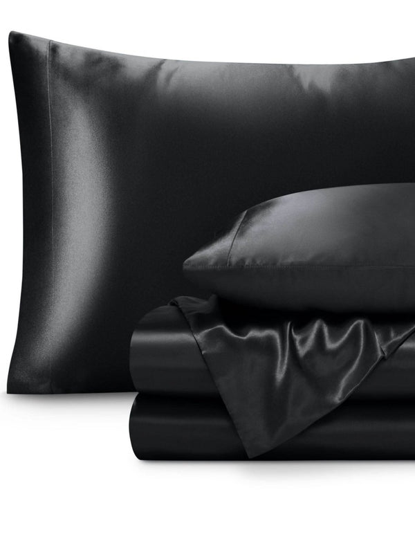 Satin sheet set folded neatly