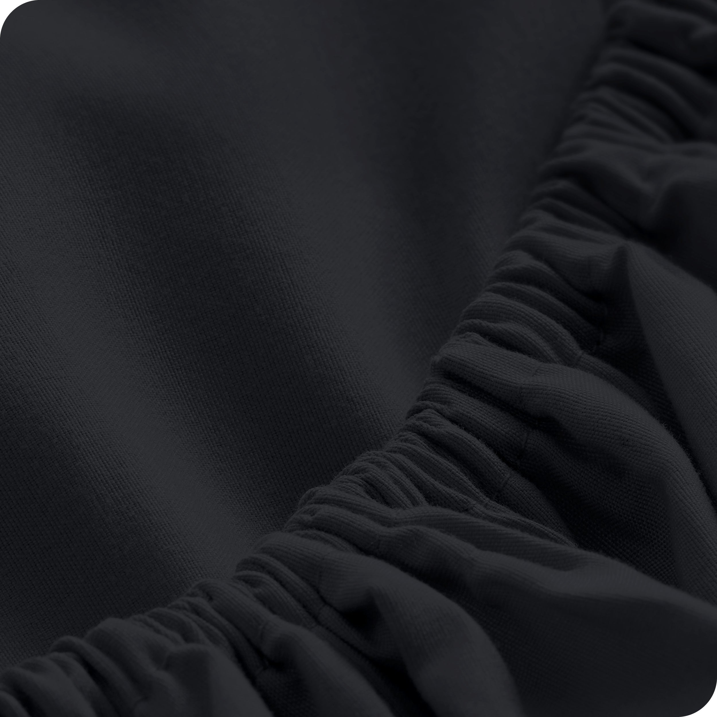 Close up of a fitted sheet with all around elastic