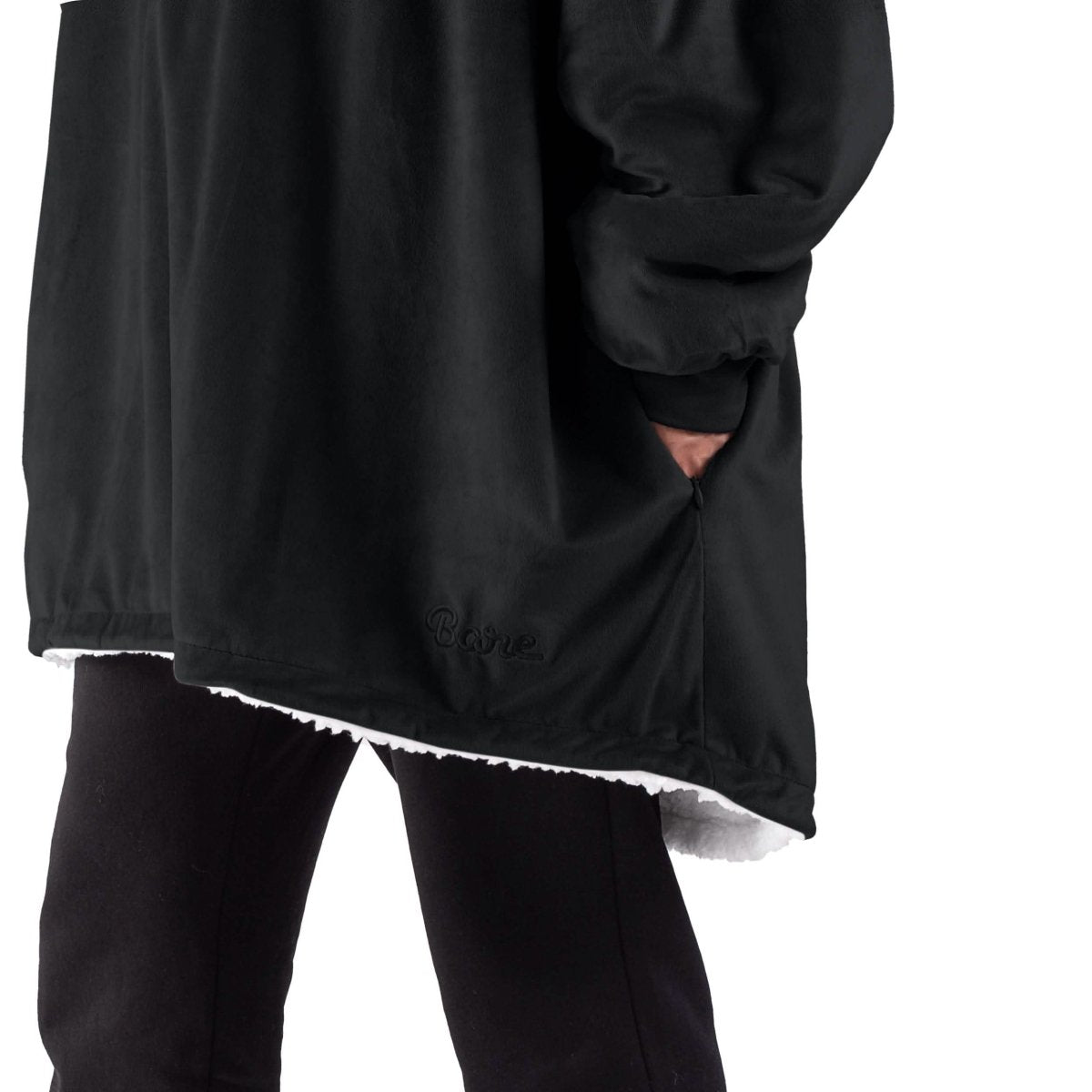 Close up of the pocket on a wearable blanket