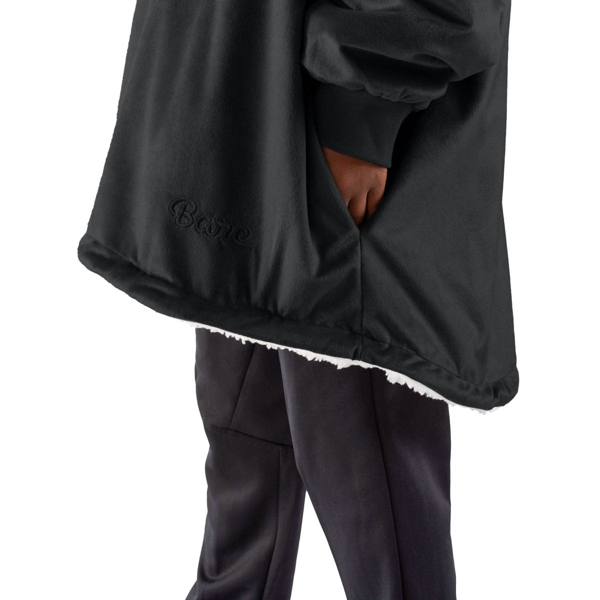 Close up of the pocket of a wearable blanket