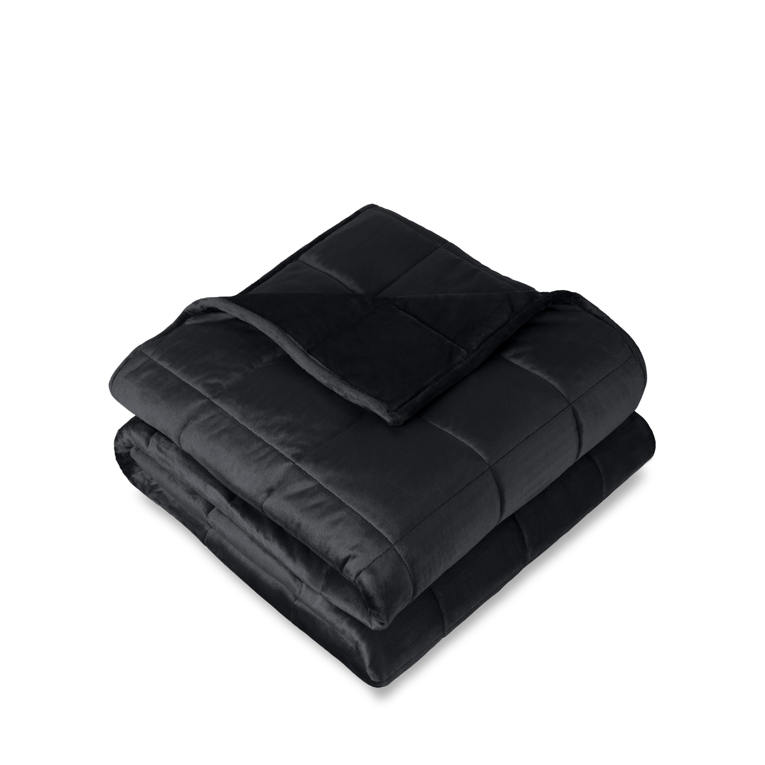 A folded minky weighted blanket with a white background