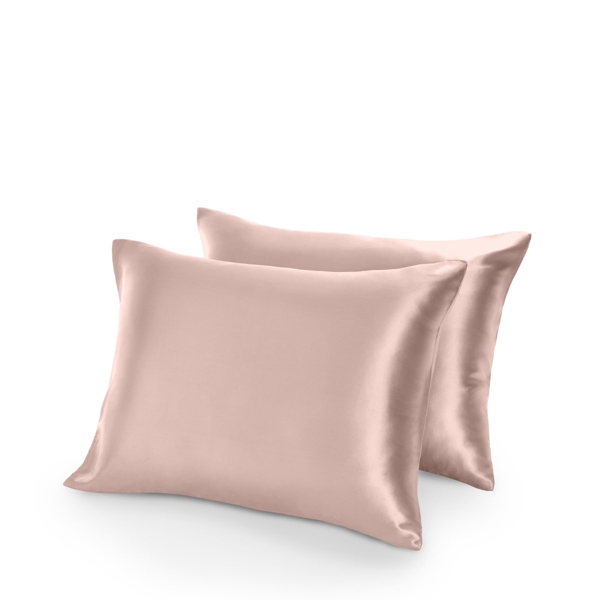 Two satin pillowcases on a white background