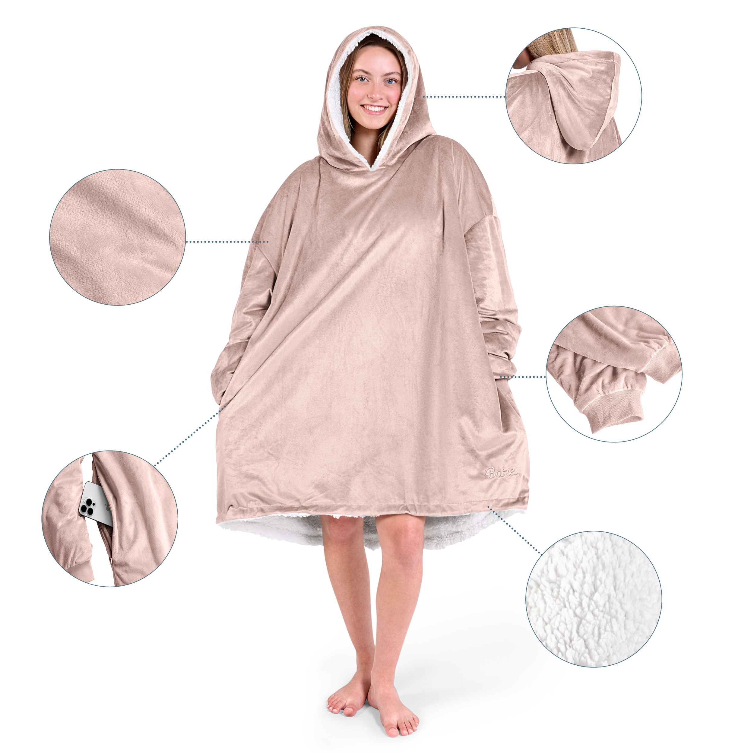 Close up of the pocket on a wearable blanket