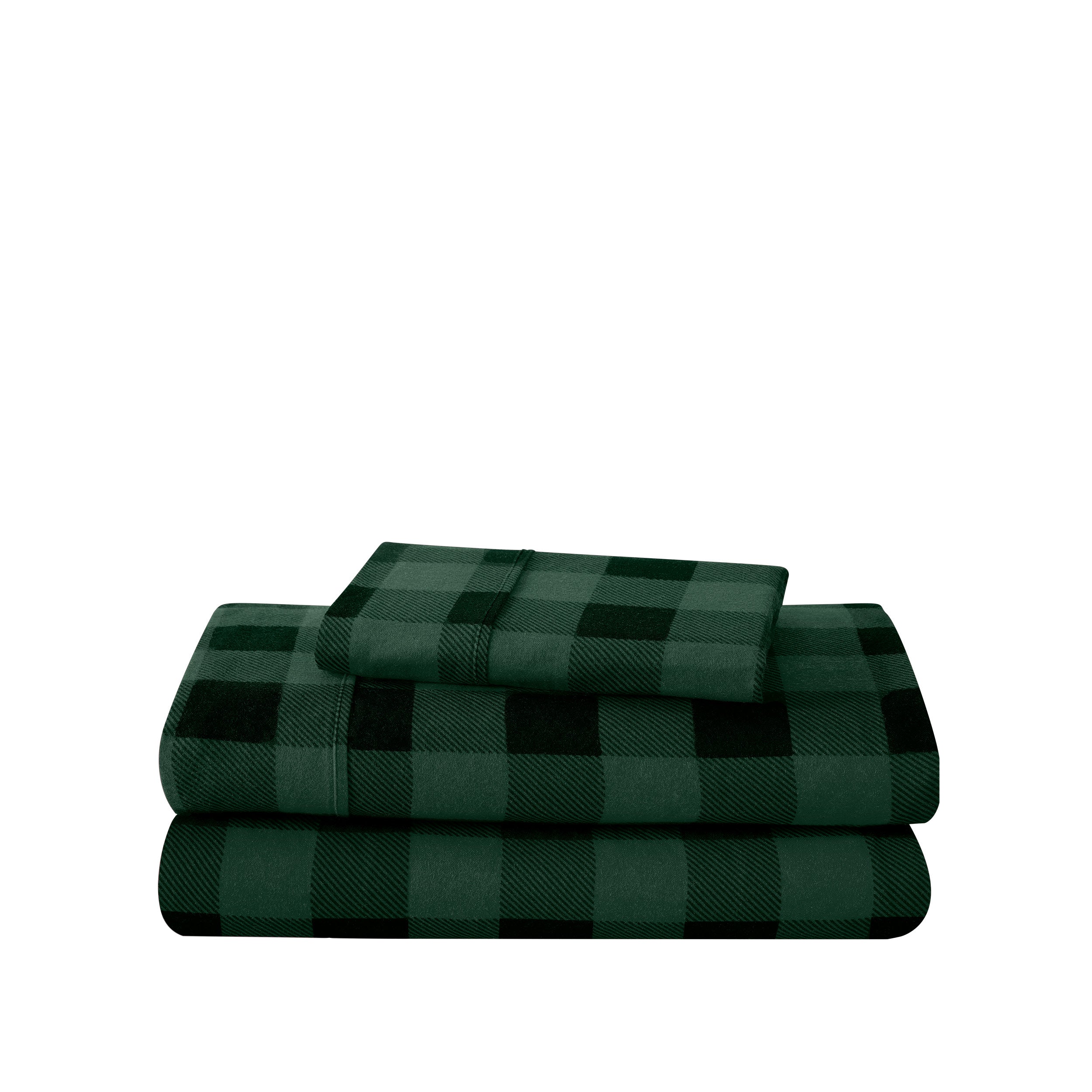 A neatly arranged set of flannel sheets